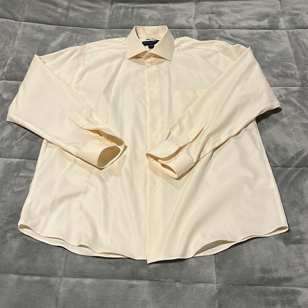 Men’s Dress Shirt - PRONTO UOMO - Non-Iron Oxford Cloth - Cream/Ivory - 17 34/35